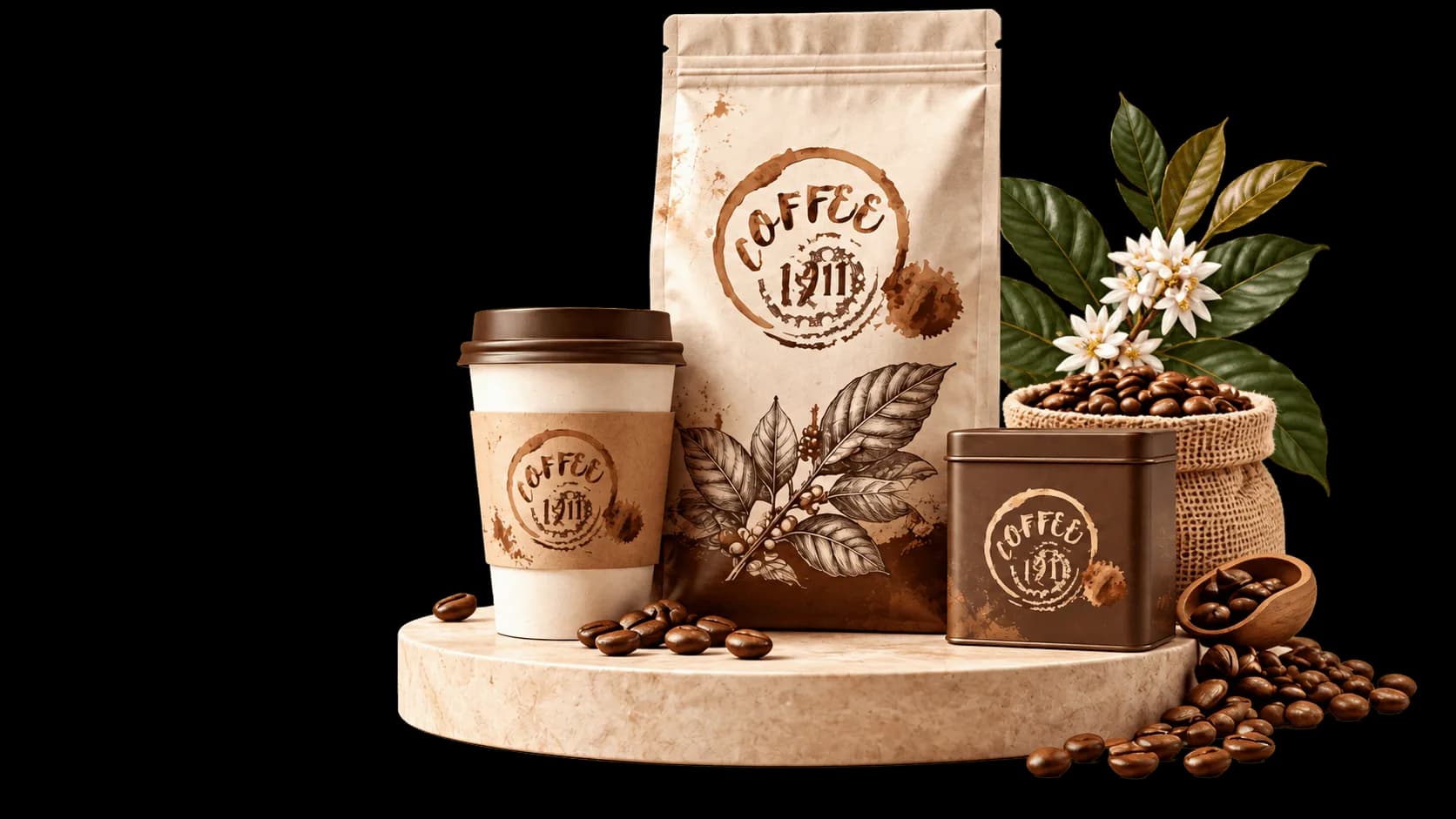 Coffee 1911 Artisanal Coffee Packaging and Canister Showcase